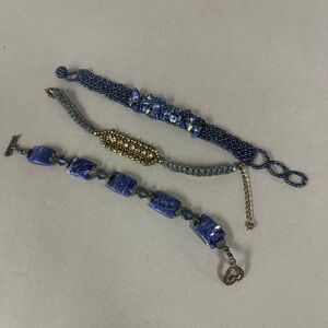 Bundle of Three Blue Beaded Bracelets